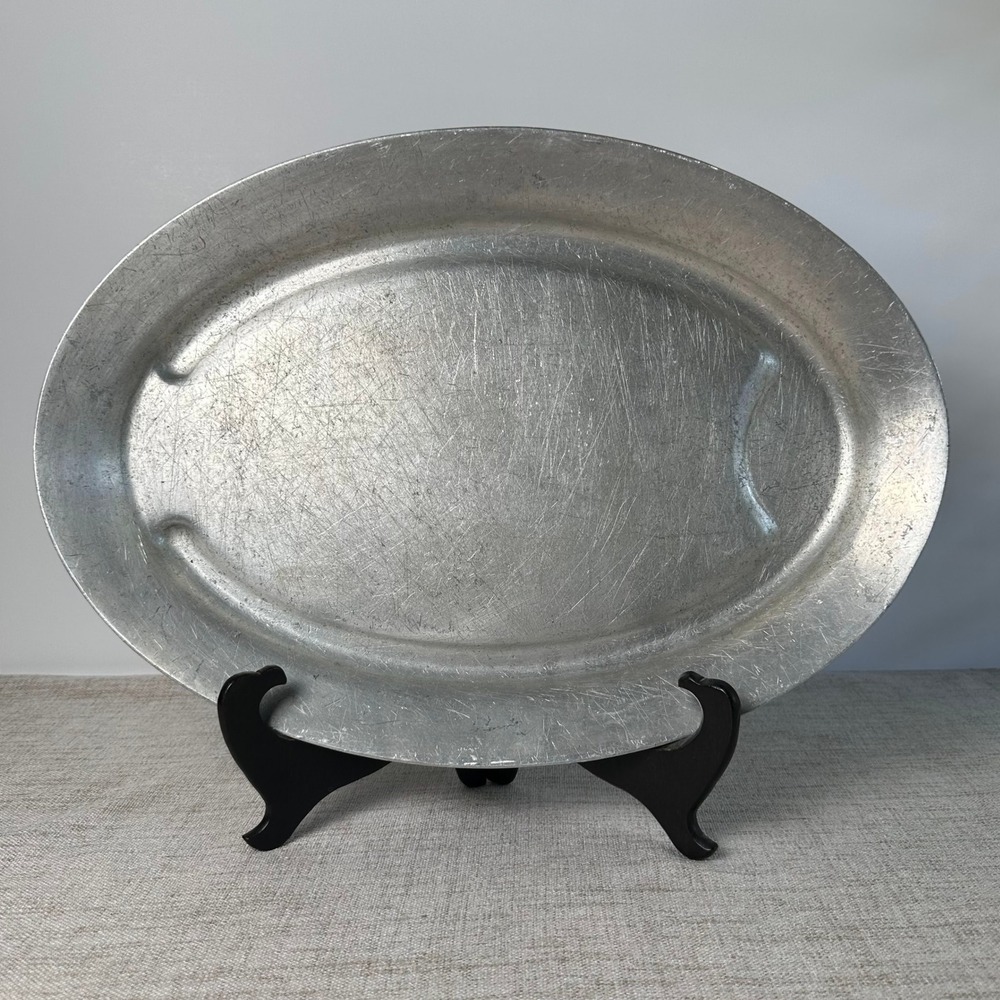Vintage Miller Metal Products 17" Aluminum Meat Platter Italy MCM Restaurant